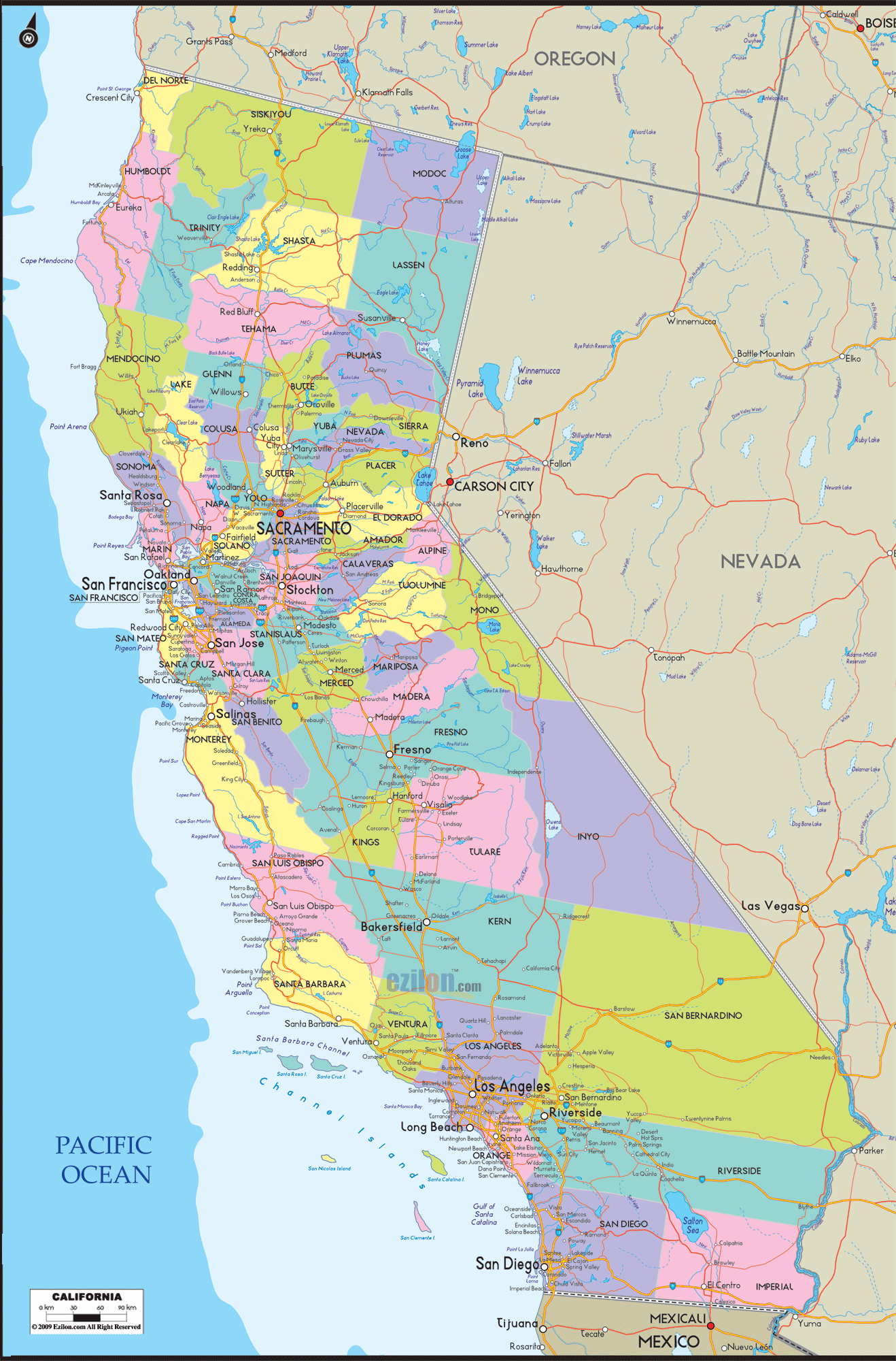 califonia-physical-map